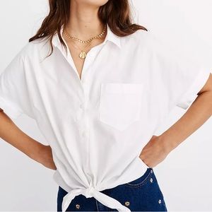 Madewell short-sleeve tie-front white shirt